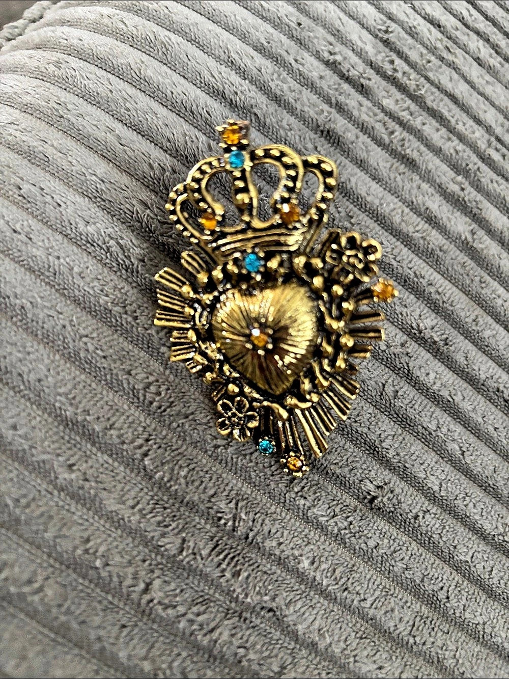 Gold Crown Heart Statement Ring